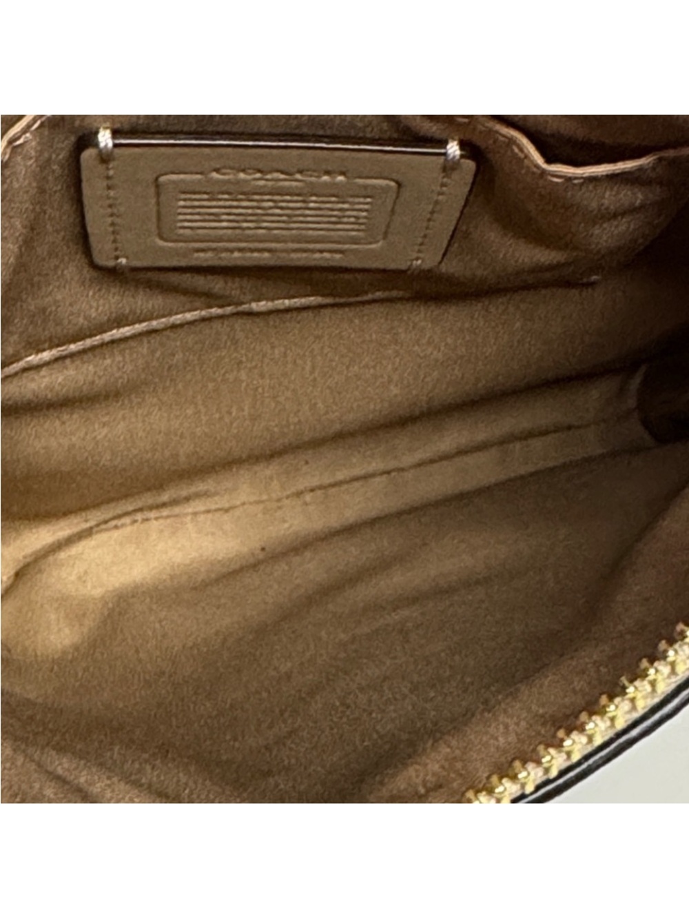 New Coach CE871 Crossgrain Leather File Crossbody Bag Khaki Chalk Gold Zip - Picture 5 of 8